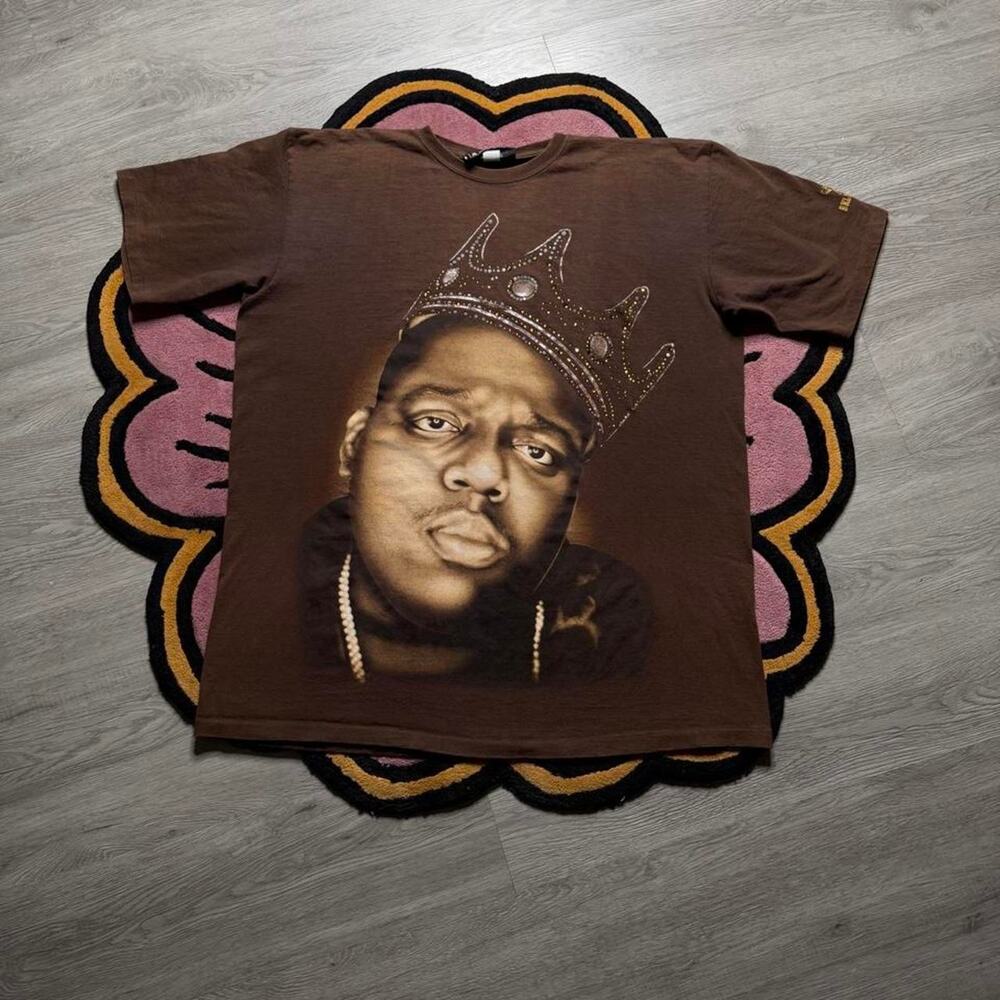 Vintage Y2K Brooklyn Mint Notorious B.I.G Graphic Logo T-shirt Size XL Brown